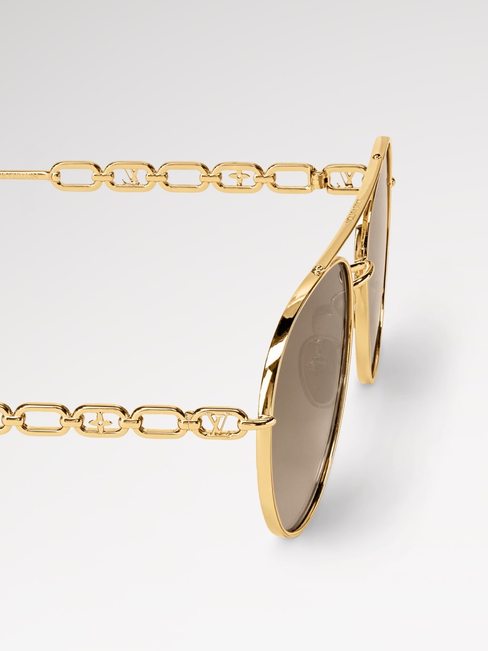 Louis Vuitton Women's Gold Chain-Link Sunglasses with Brown Lenses